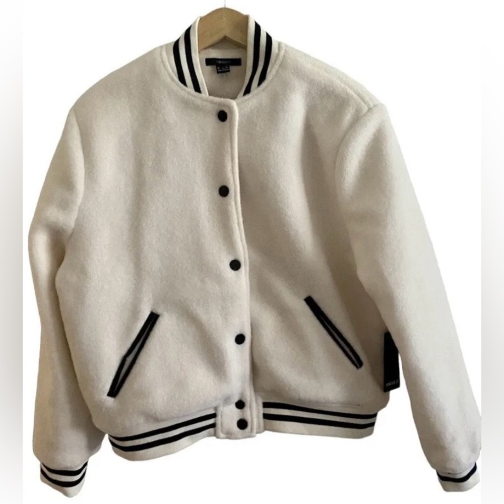Forever 21 Varsity Striped Letterman Jacket, Baseball Bomber, XL, New With Tags
